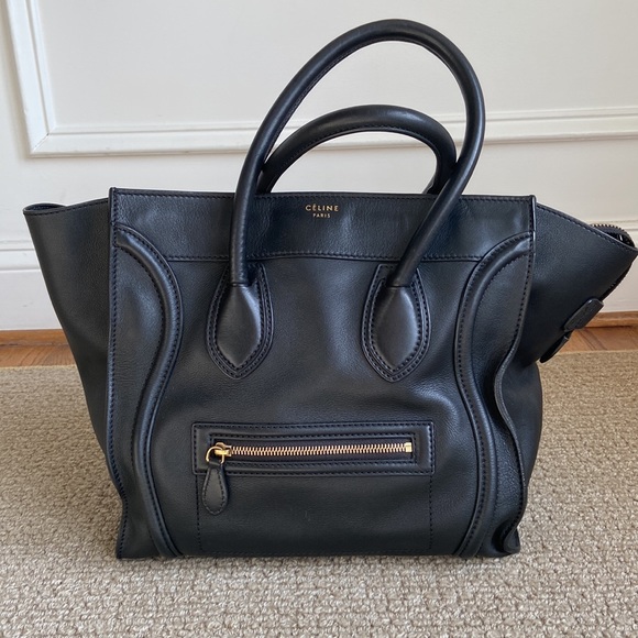 Celine Handbags - Celine black leather mini luggage bag tote